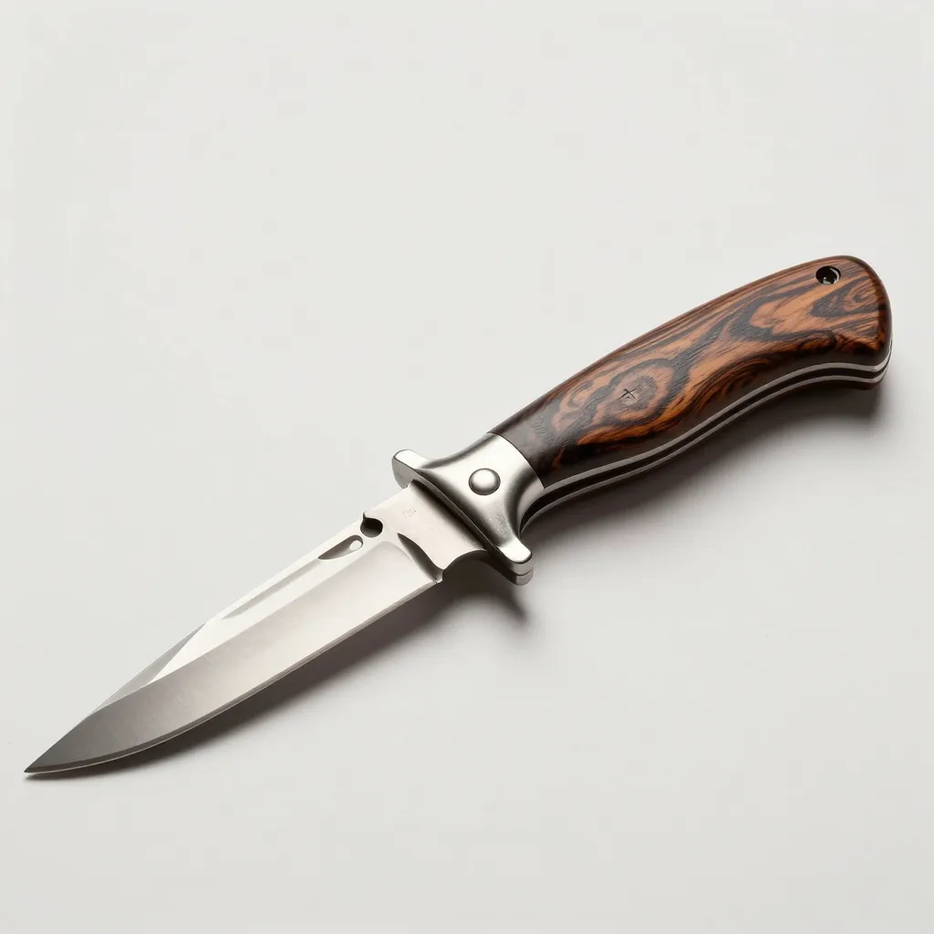 A Thiers lockback knife with a boxwood handle on a light background
